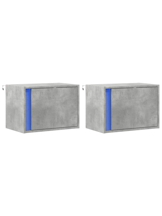 Nástěnné noční stolky s LED osvětlením 2 ks betonově šedé