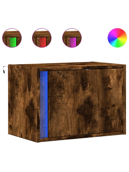 Nástěnný noční stolek s led osvětlením kouřový dub