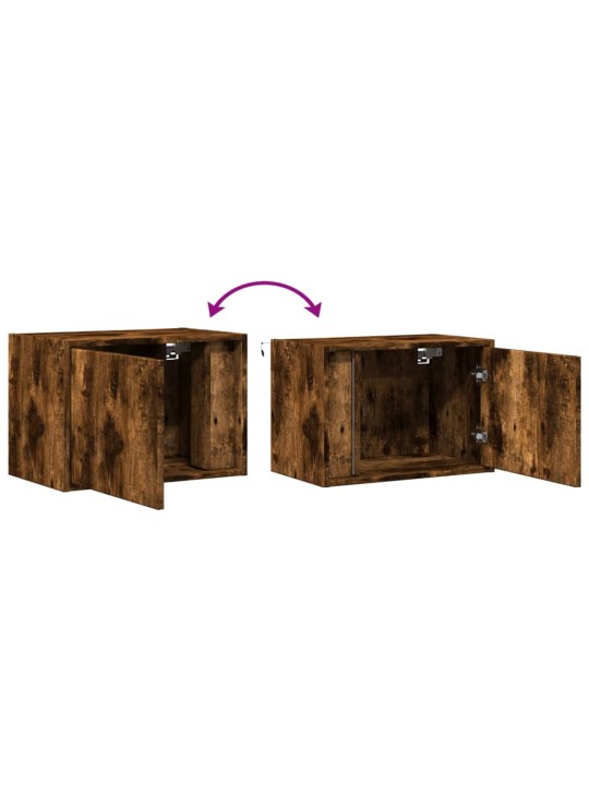 Nástěnné noční stolky s led osvětlením 2 ks kouřový dub