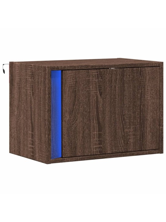 Nástěnný noční stolek s led osvětlením hnědý dub
