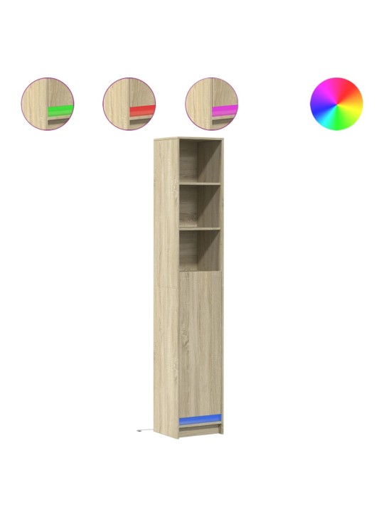 Příborník s LED dub sonoma 36 x 32,5 x 200 cm kompozitní dřevo