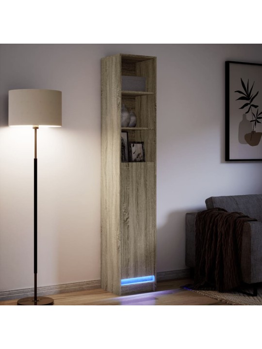 Příborník s LED dub sonoma 36 x 32,5 x 200 cm kompozitní dřevo