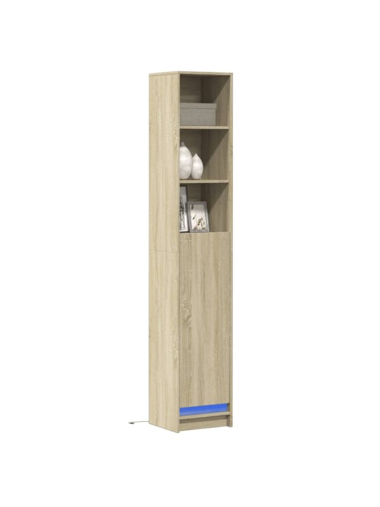Příborník s LED dub sonoma 36 x 32,5 x 200 cm kompozitní dřevo
