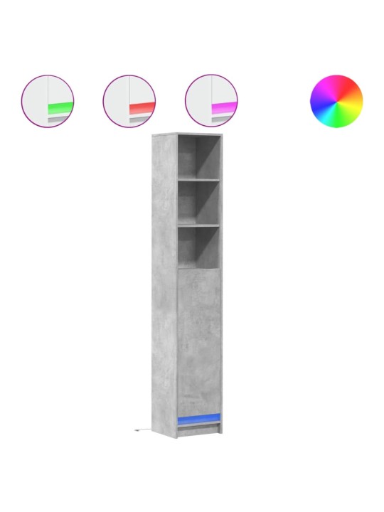 Příborník s LED betonově šedý 36x32,5x200 cm kompozitní dřevo