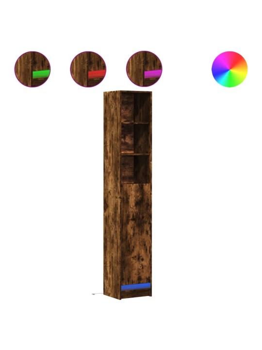 Příborník s led kouřový dub 36 x 32,5 x 200 cm kompozitní dřevo
