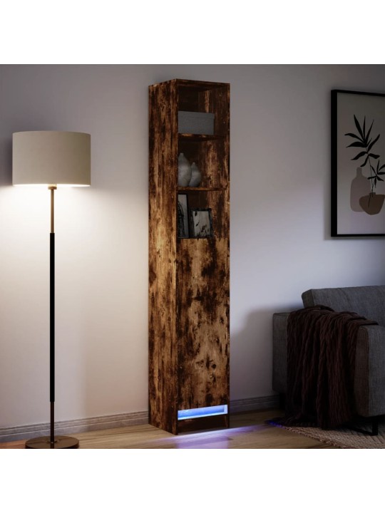 Příborník s led kouřový dub 36 x 32,5 x 200 cm kompozitní dřevo