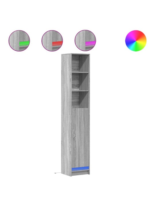 Příborník s led šedý sonoma 36 x 32,5 x 200 cm kompozitní dřevo