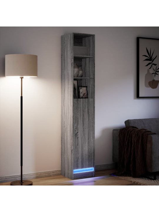 Příborník s led šedý sonoma 36 x 32,5 x 200 cm kompozitní dřevo