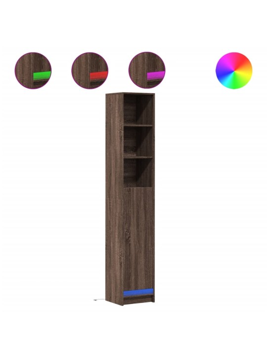 Příborník s led hnědý dub 36 x 32,5 x 200 cm kompozitní dřevo