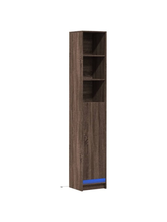 Příborník s led hnědý dub 36 x 32,5 x 200 cm kompozitní dřevo