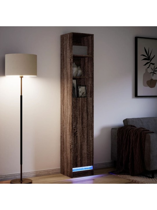 Příborník s led hnědý dub 36 x 32,5 x 200 cm kompozitní dřevo