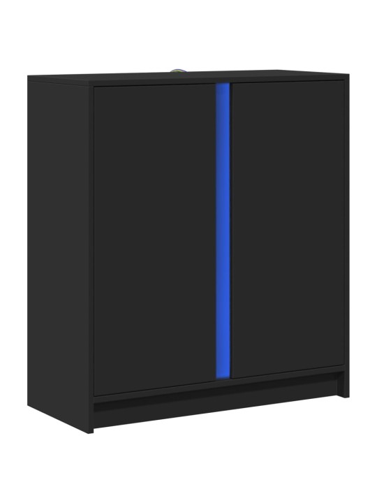 Příborník s LED černý 77 x 34 x 85 cm kompozitní dřevo