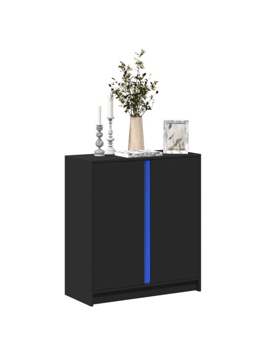 Příborník s LED černý 77 x 34 x 85 cm kompozitní dřevo