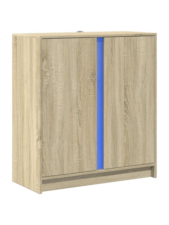 Příborník s LED dub sonoma 77 x 34 x 85 cm kompozitní dřevo