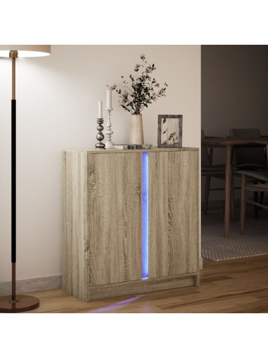 Příborník s LED dub sonoma 77 x 34 x 85 cm kompozitní dřevo