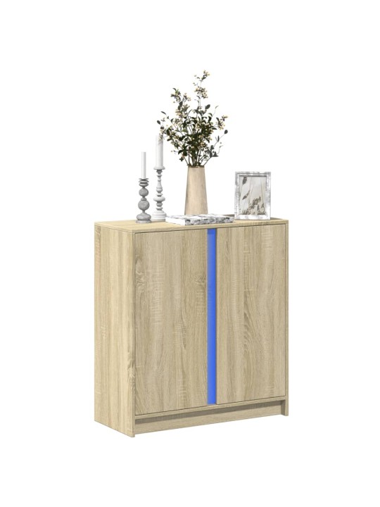 Příborník s LED dub sonoma 77 x 34 x 85 cm kompozitní dřevo