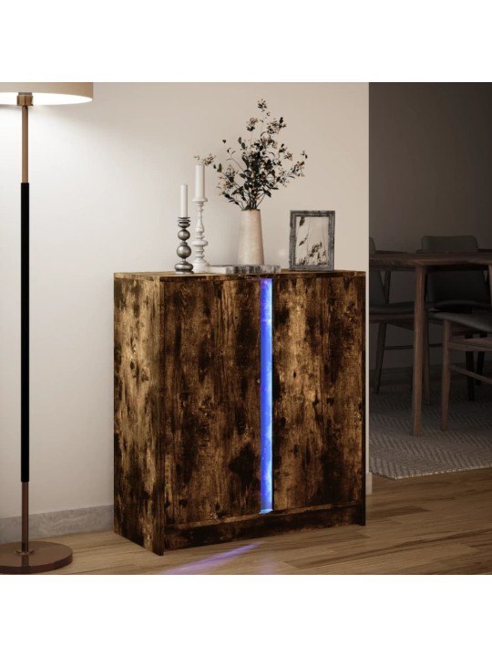 Příborník s led kouřový dub 77 x 34 x 85 cm kompozitní dřevo