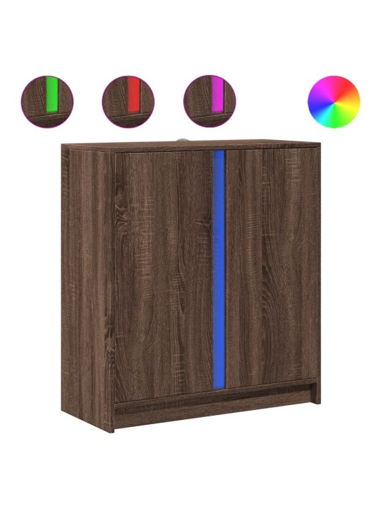 Příborník s led hnědý dub 77 x 34 x 85 cm kompozitní dřevo