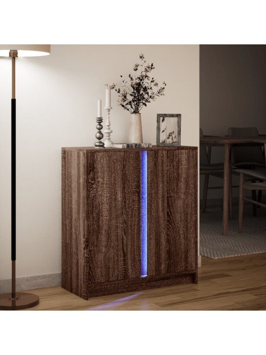 Příborník s led hnědý dub 77 x 34 x 85 cm kompozitní dřevo