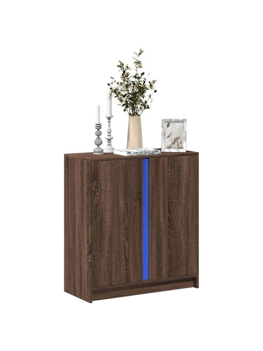 Příborník s led hnědý dub 77 x 34 x 85 cm kompozitní dřevo