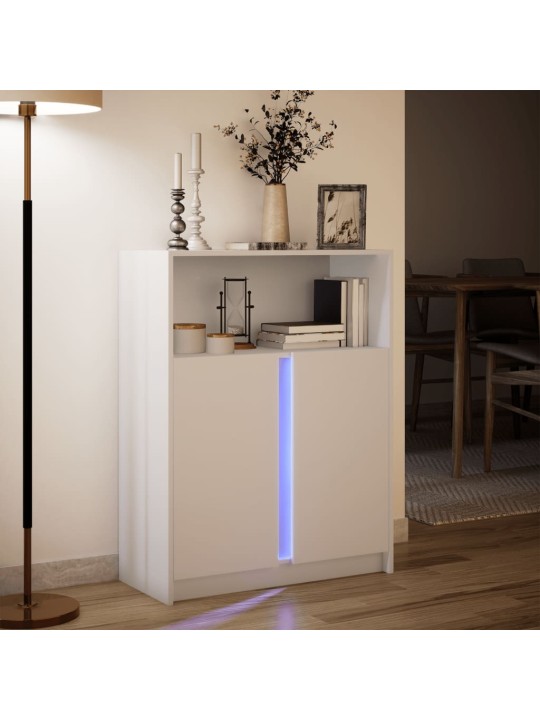 Příborník LED bílý 77 x 34 x 100 cm kompozitní dřevo