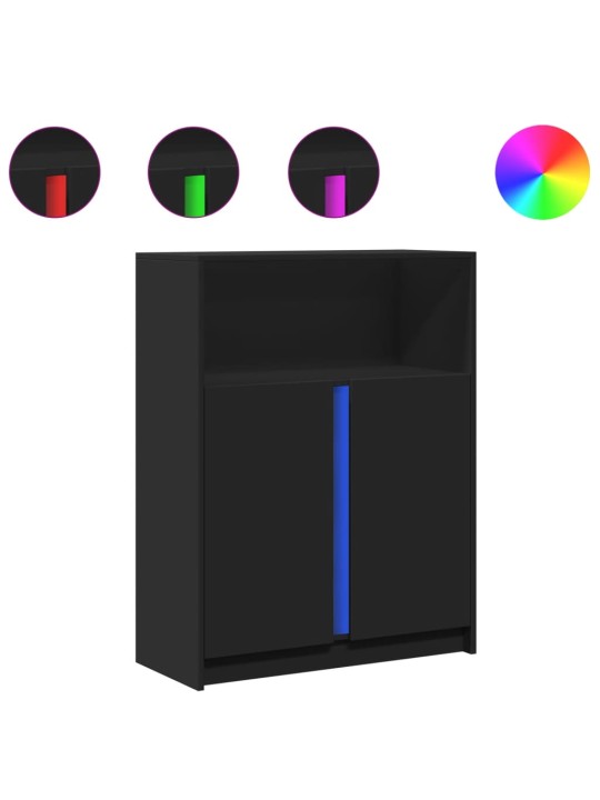 Příborník LED černý 77 x 34 x 100 cm kompozitní dřevo