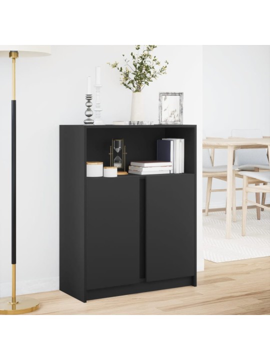 Příborník LED černý 77 x 34 x 100 cm kompozitní dřevo