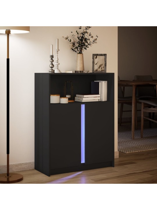 Příborník LED černý 77 x 34 x 100 cm kompozitní dřevo