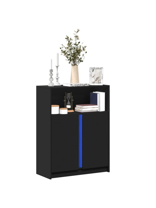 Příborník LED černý 77 x 34 x 100 cm kompozitní dřevo
