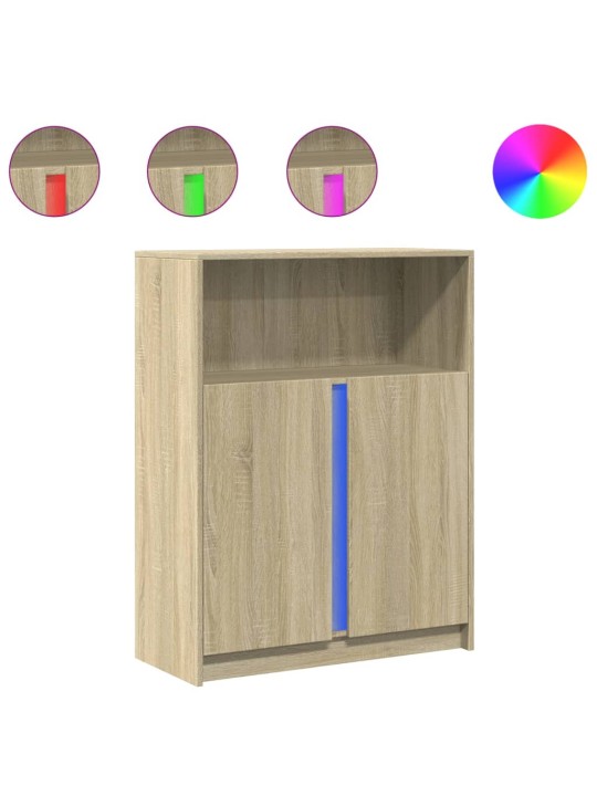 Příborník LED dub sonoma 77 x 34 x 100 cm kompozitní dřevo