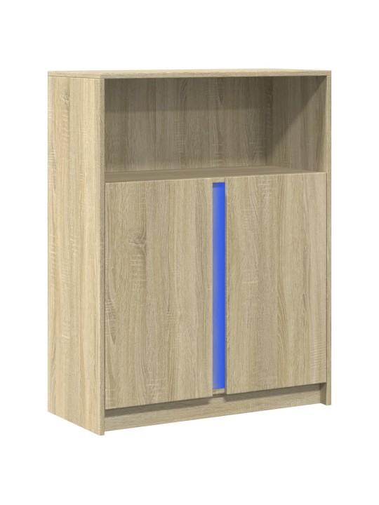 Příborník LED dub sonoma 77 x 34 x 100 cm kompozitní dřevo