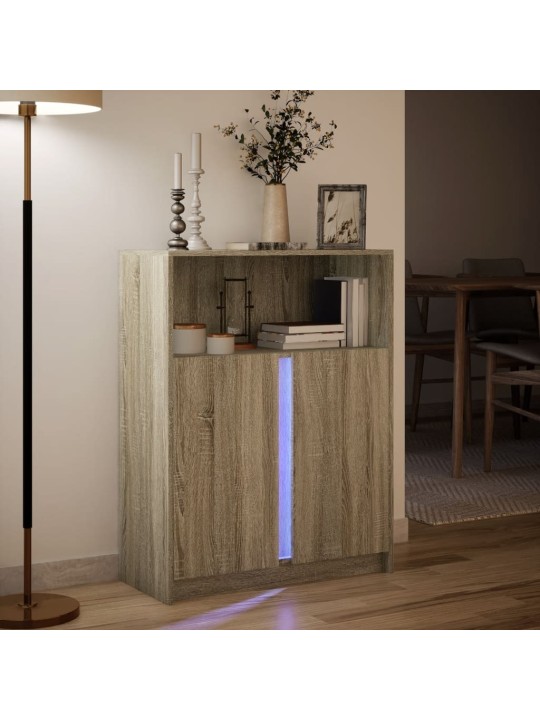 Příborník LED dub sonoma 77 x 34 x 100 cm kompozitní dřevo