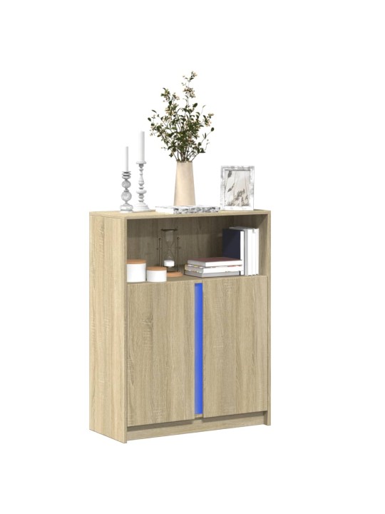 Příborník LED dub sonoma 77 x 34 x 100 cm kompozitní dřevo