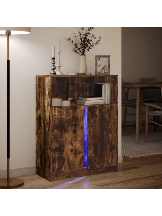 Příborník led kouřový dub 77 x 34 x 100 cm kompozitní dřevo