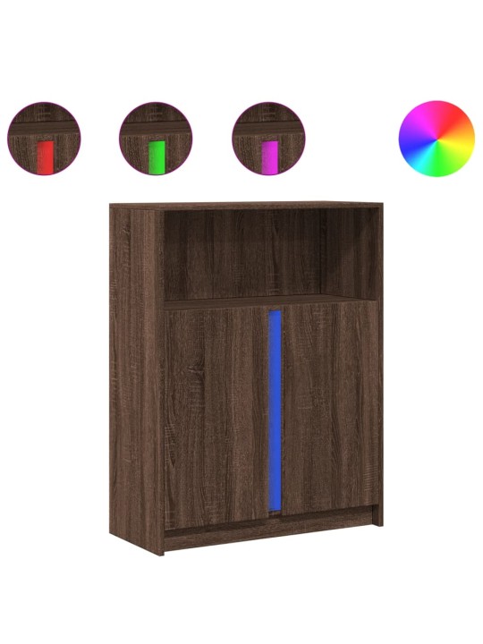 Příborník led hnědý dub 77 x 34 x 100 cm kompozitní dřevo