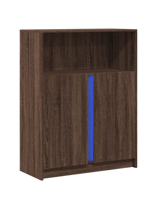 Příborník led hnědý dub 77 x 34 x 100 cm kompozitní dřevo