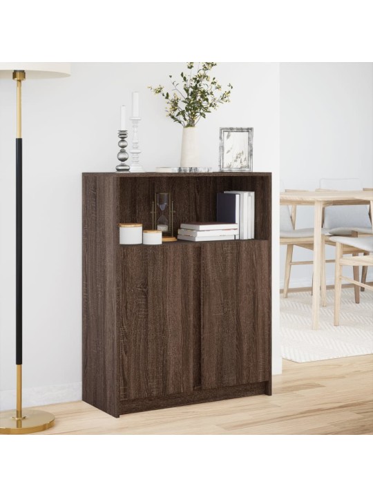 Příborník led hnědý dub 77 x 34 x 100 cm kompozitní dřevo
