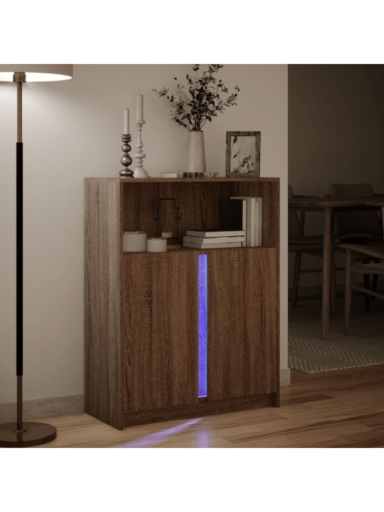 Příborník led hnědý dub 77 x 34 x 100 cm kompozitní dřevo