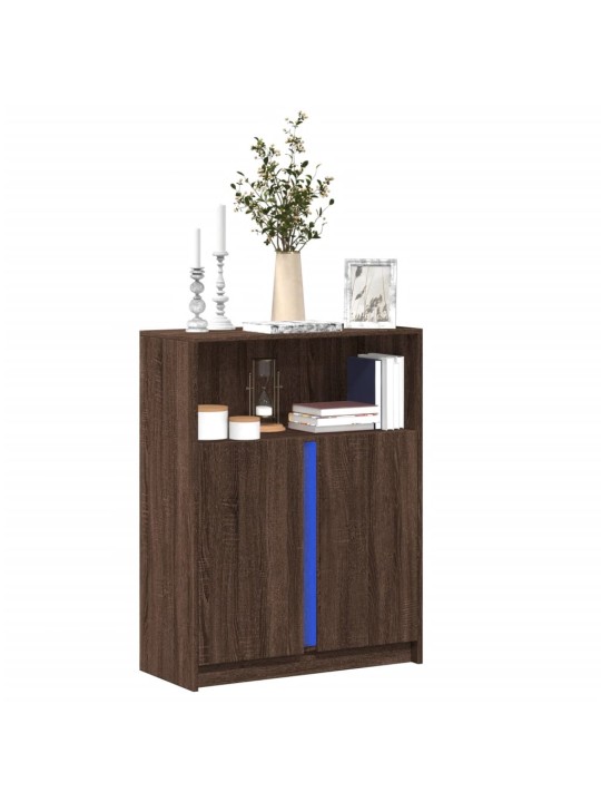 Příborník led hnědý dub 77 x 34 x 100 cm kompozitní dřevo