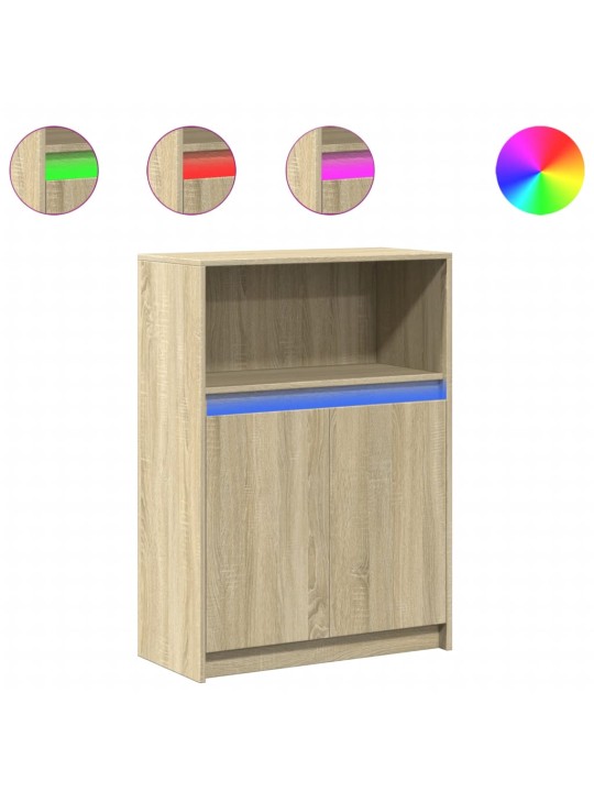 Příborník LED dub sonoma 72 x 34 x 100 cm kompozitní dřevo