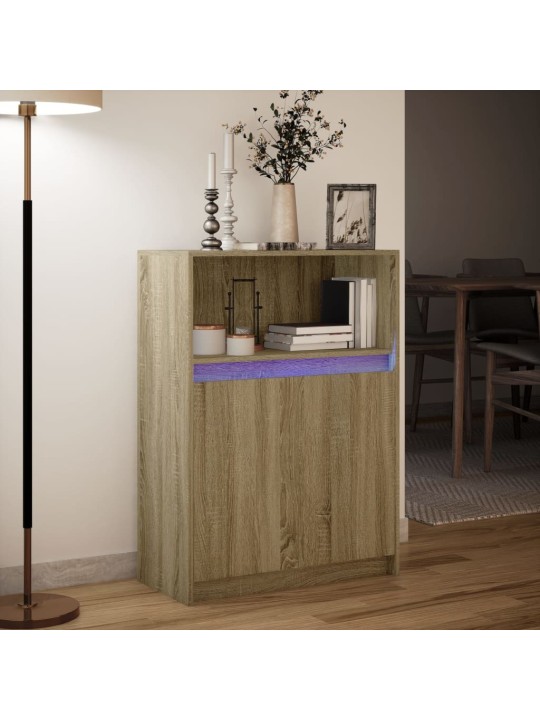 Příborník LED dub sonoma 72 x 34 x 100 cm kompozitní dřevo