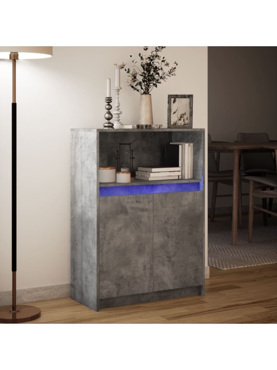 Příborník LED betonově šedý 72 x 34 x 100 cm kompozitní dřevo