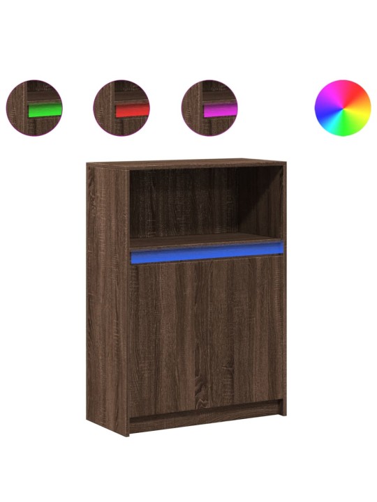 Příborník led hnědý dub 72 x 34 x 100 cm kompozitní dřevo