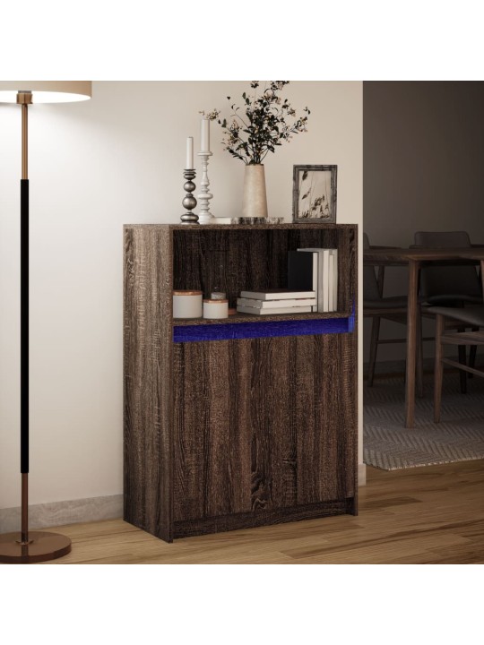 Příborník led hnědý dub 72 x 34 x 100 cm kompozitní dřevo