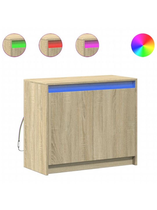 Příborník LED dub sonoma 72 x 34 x 61 cm kompozitní dřevo