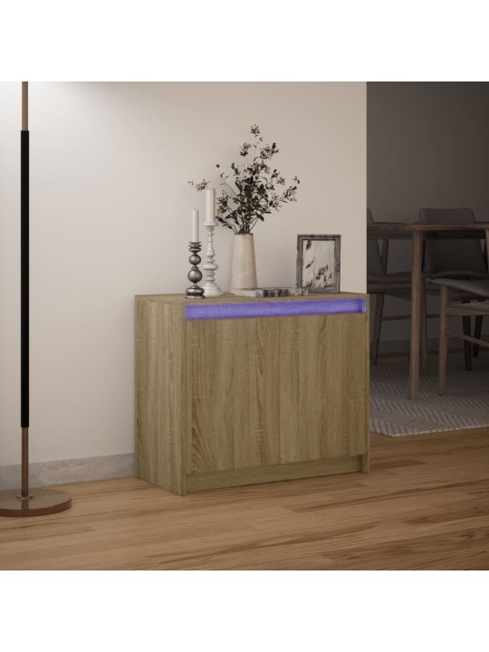 Příborník LED dub sonoma 72 x 34 x 61 cm kompozitní dřevo