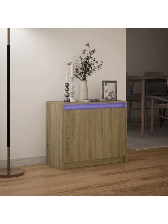 Příborník LED dub sonoma 72 x 34 x 61 cm kompozitní dřevo