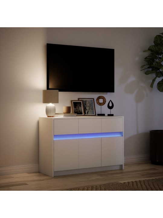 TV skříňka s LED bílá 91 x 34 x 61 cm kompozitní dřevo