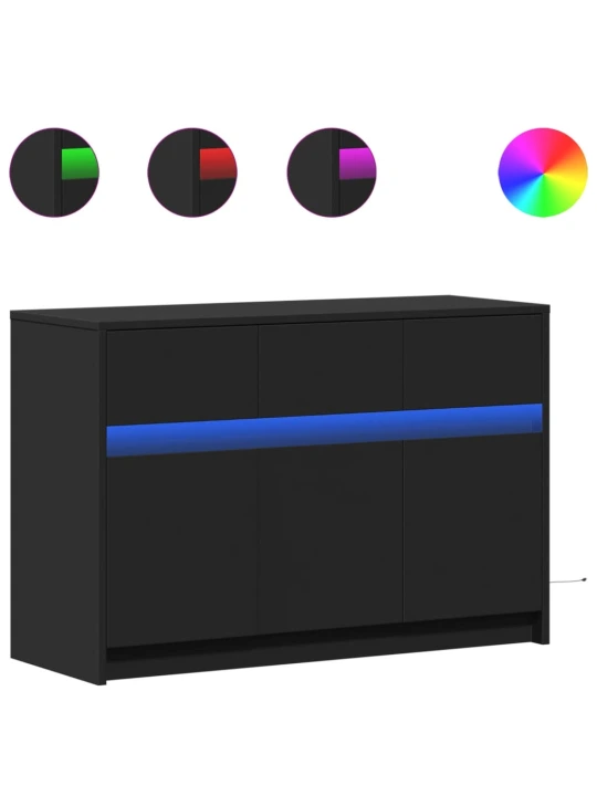 TV skříňka s LED černá 91 x 34 x 61 cm kompozitní dřevo