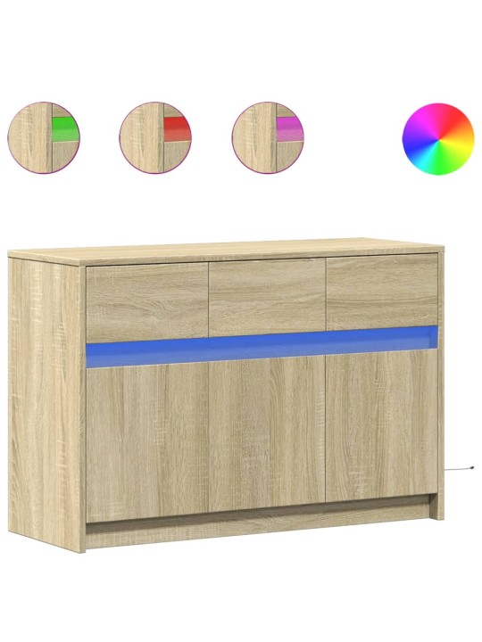 TV skříňka s LED dub sonoma 91 x 34 x 61 cm kompozitní dřevo
